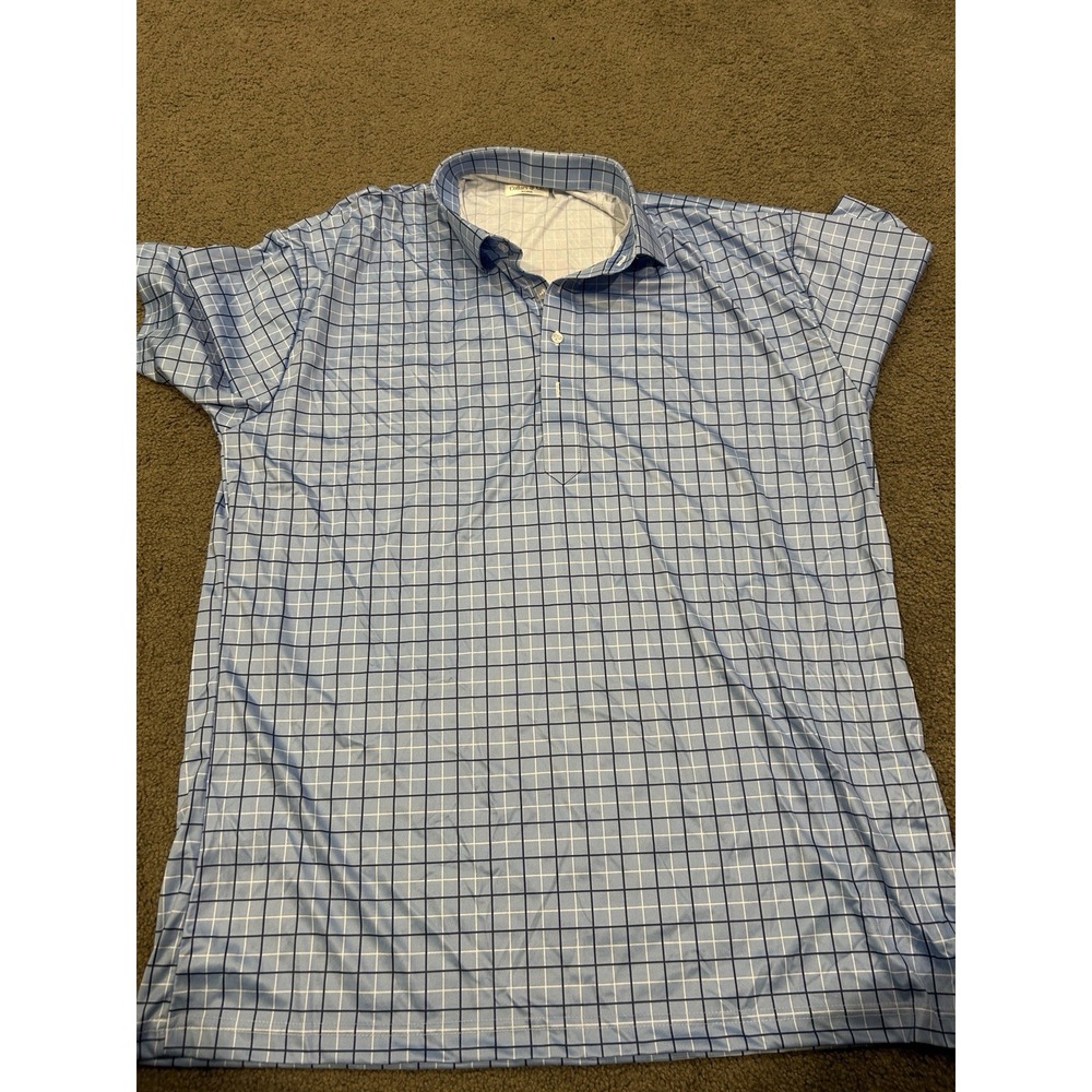 Collars And Co Men's Polo Short Sleeve Blue Checkered Mens Size 2XL NWT